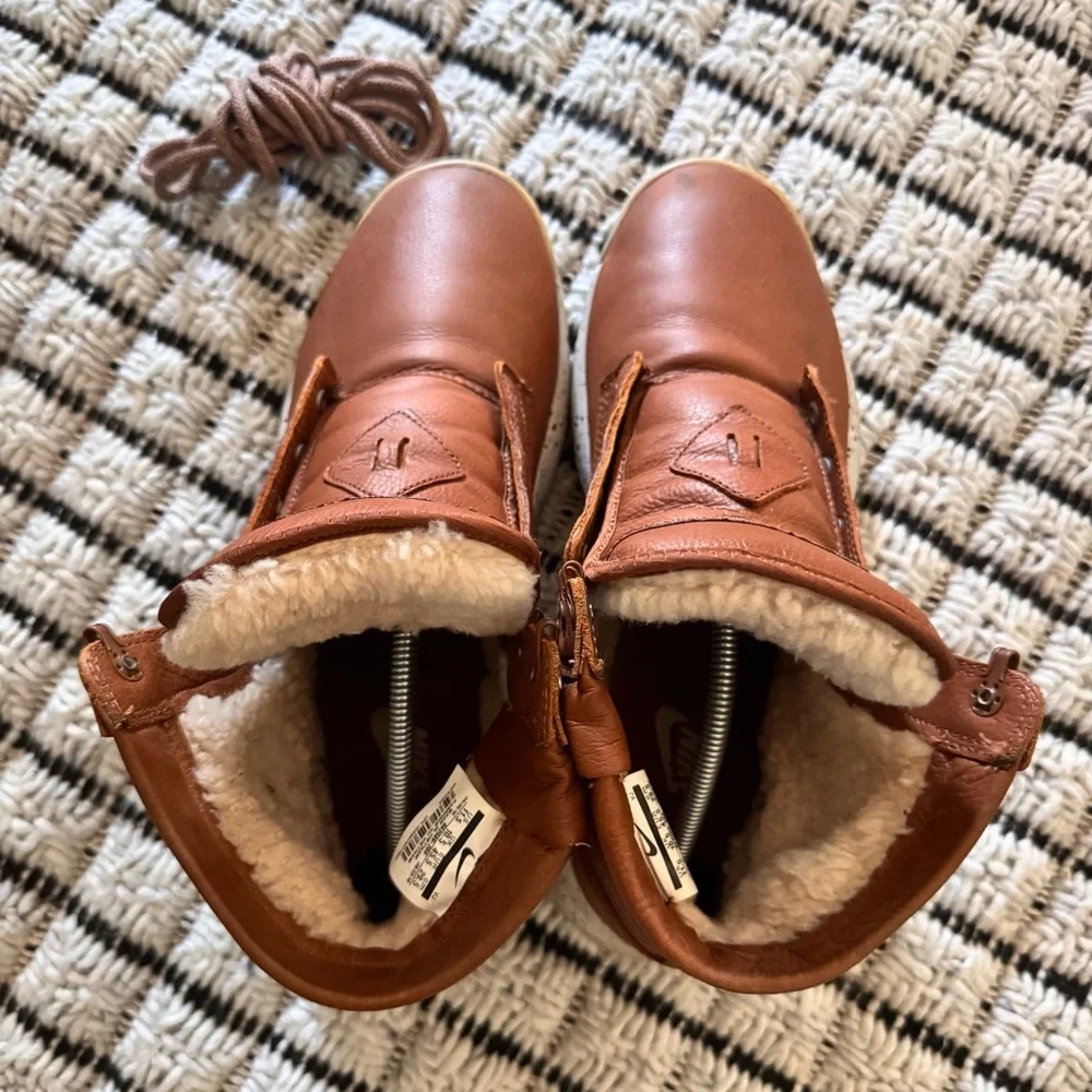 Tan Leather Sneaker Boots Lined Lightweight 11.5 Outdoor Comfy Gorpcore Warm‎